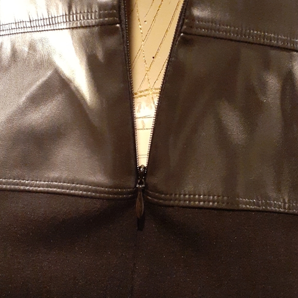 Calvin Klein  Black Faux Leather Trim Dress  10 - Picture 9 of 14